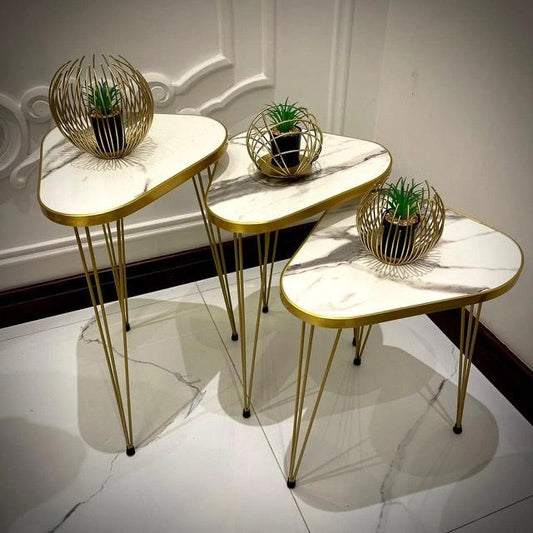 Stylish 3 table nesting table set Top glossy UV MDF